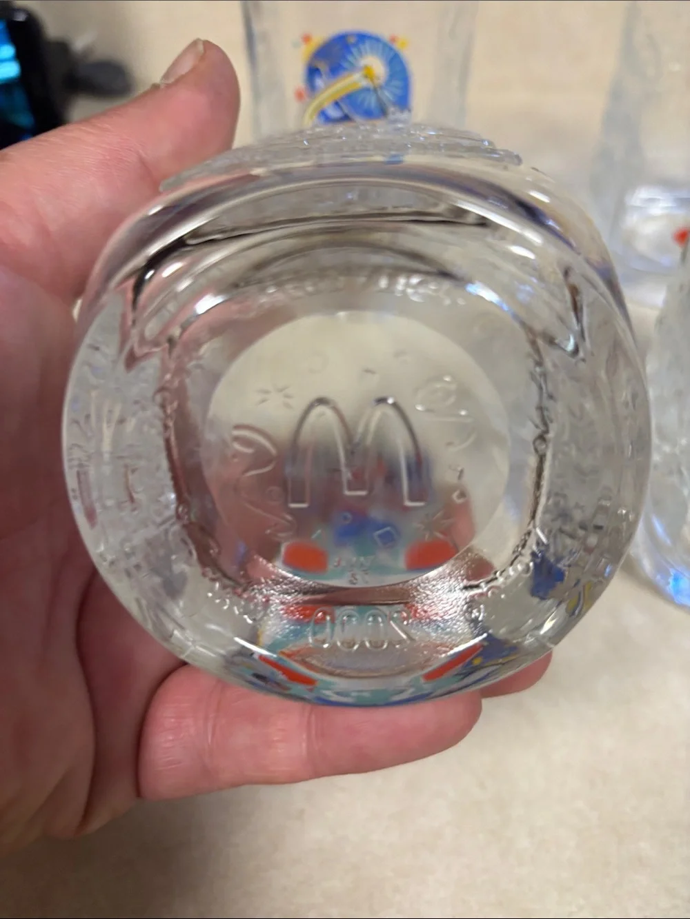 New McDonalds (4) 16 oz Square Disney World 2000 Millennium Celebration Glasses